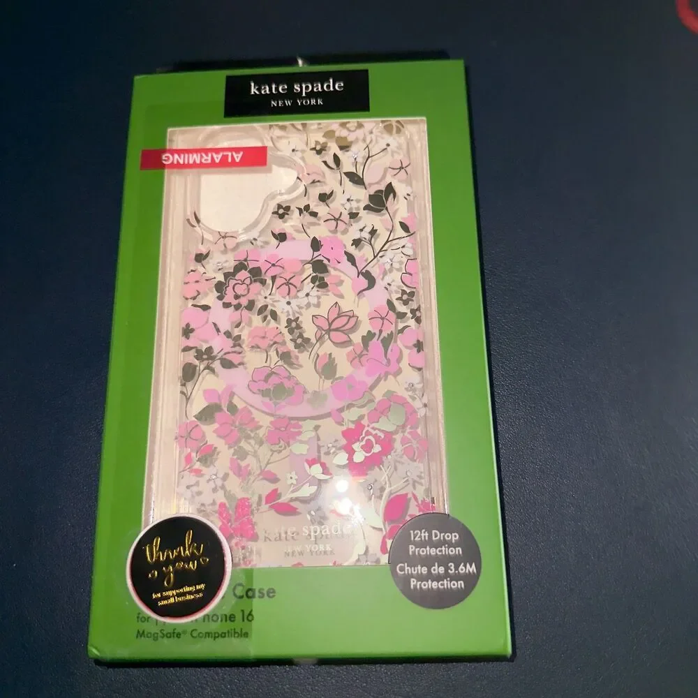 Kate Spade NWB iPhone 16 Case Compatible with MagSafe Pink Flower Bed